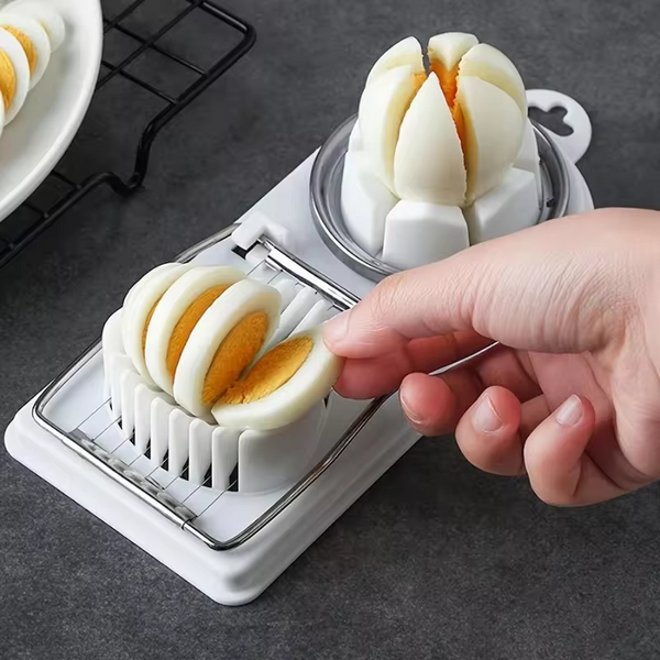 Multifunctional Egg Cutter PP Base Stainless Steel Wire Drawing Egg Cutter Fancy Divider Egg Cutting Tool Kitchen Tools
