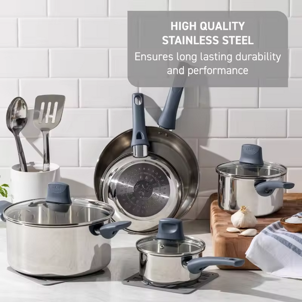 Daily Cook Stainless Steel 12 Piece Pots and Pans Cookware Set Ocean Blue Handles