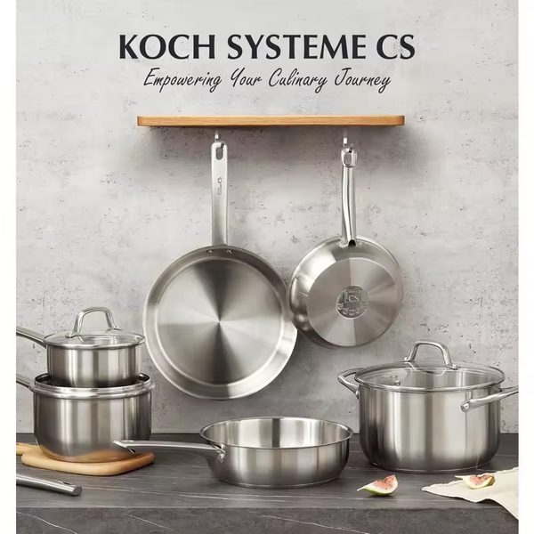 KOCH SYSTEME CS 18/10 Stainless Steel Cookware Set 10 Piece Induction Compatible Pots and Pans Set for Home Professional