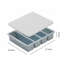 4 Grid Rectangular Silicone Ice Cube Mold with Lid Household Food Grade Ice Grid Tray Whiskey Ice Box