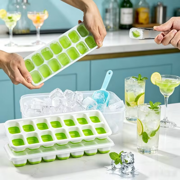 14 Grid Square Silicone Ice Cube Mold with Lid Household Homemade Frozen Ice Tool Cocktail Frozen Ice Mold