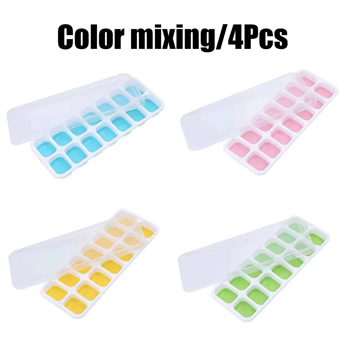 14 Grid Square Silicone Ice Cube Mold with Lid Household Homemade Frozen Ice Tool Cocktail Frozen Ice Mold