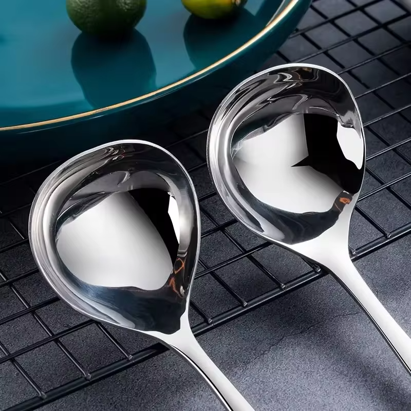 304 Stainless Steel Spoon Soup Spoon Rice Spoon LongHandle Tableware Set Kitchen Utensils Suitable for Cooking and Serving Soups