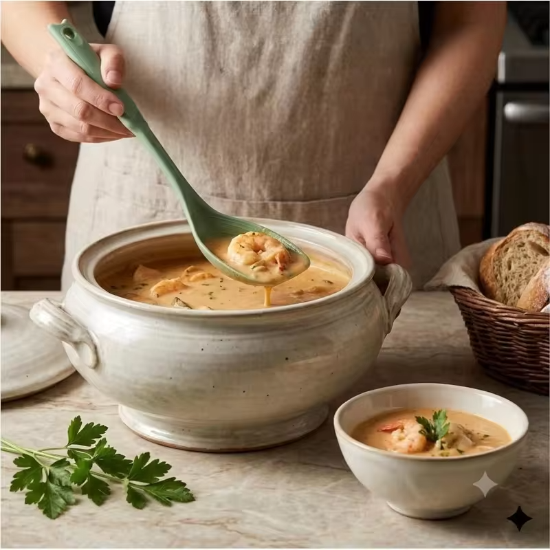 Multifunctional Silicone Spatula Spoon Comfortable Grip  Non-slip Handle Cookware Mixing Spoon Silicone Tableware Spoon