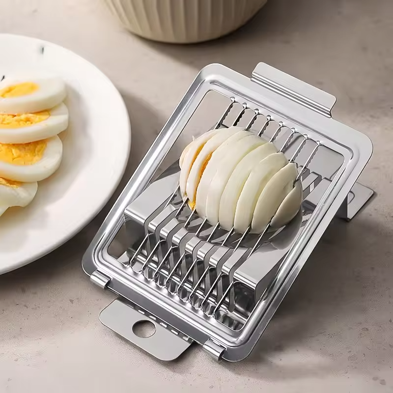1pc Egg Cutter Multifunctional Manual Stainless Steel Fancy Egg Cutter Household Egg Luncheon Meat Fruit Vegetable Slicer