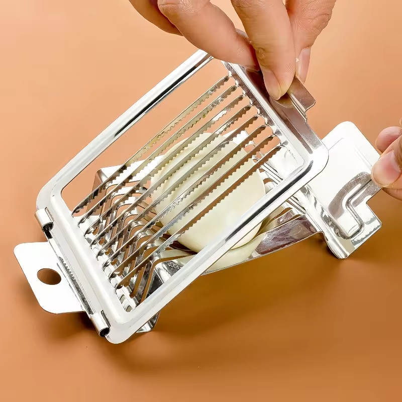 1pc Egg Cutter Multifunctional Manual Stainless Steel Fancy Egg Cutter Household Egg Luncheon Meat Fruit Vegetable Slicer