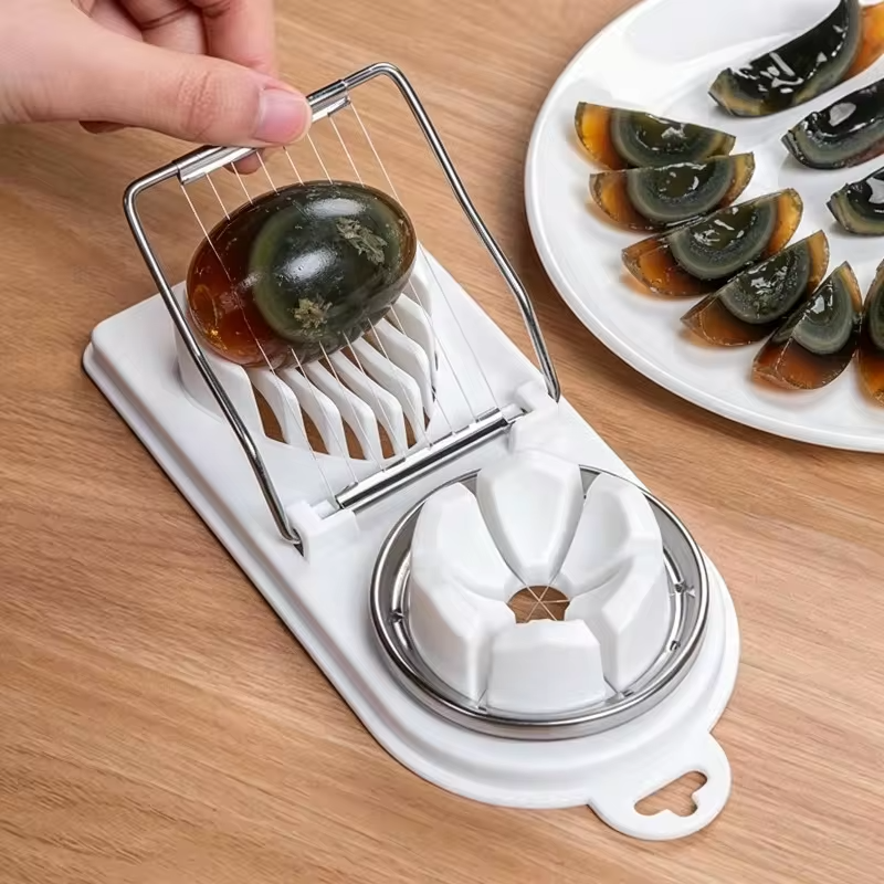 Multifunctional Egg Cutter PP Base Stainless Steel Wire Drawing Egg Cutter Fancy Divider Egg Cutting Tool Kitchen Tools