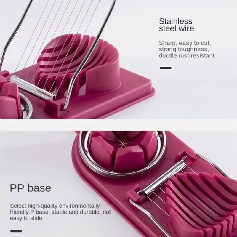 Multifunctional Egg Cutter PP Base Stainless Steel Wire Drawing Egg Cutter Fancy Divider Egg Cutting Tool Kitchen Tools