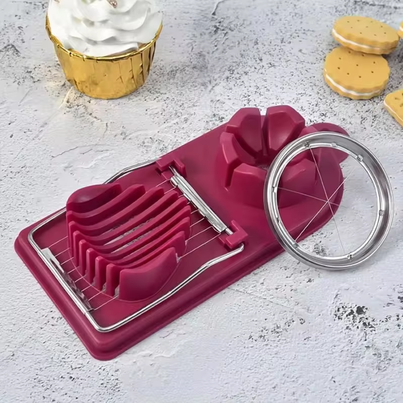 Multifunctional Egg Cutter PP Base Stainless Steel Wire Drawing Egg Cutter Fancy Divider Egg Cutting Tool Kitchen Tools