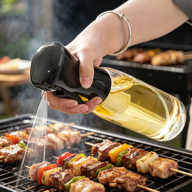Portable Oil Sprayer Dispenser Bottle 200/300/500ml Food Grade Olive Oil Mister for Cooking BBQ Baking Air Fryer Kitchen Tool