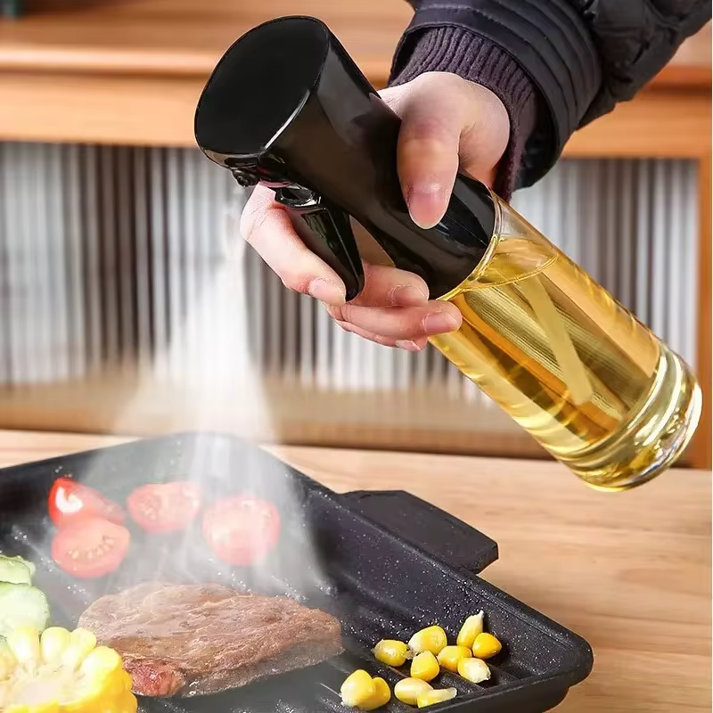 Portable Oil Sprayer Dispenser Bottle 200/300/500ml Food Grade Olive Oil Mister for Cooking BBQ Baking Air Fryer Kitchen Tool