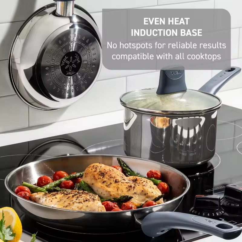 Daily Cook Stainless Steel 12 Piece Pots and Pans Cookware Set Ocean Blue Handles