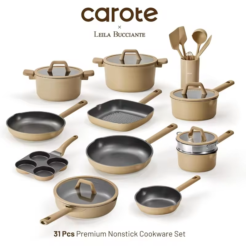 31PCS Pots and Pans Set, Nonstick Cookware Set Kitchen Non Stick Induction Titanium Cookware Non