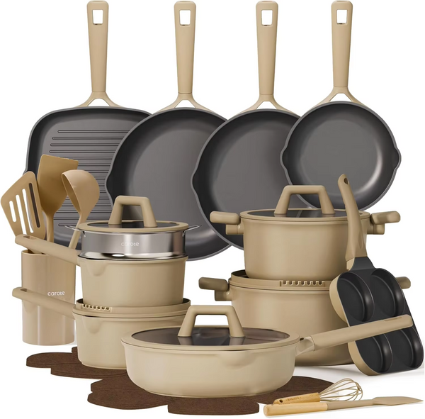 31PCS Pots and Pans Set, Nonstick Cookware Set Kitchen Non Stick Induction Titanium Cookware Non