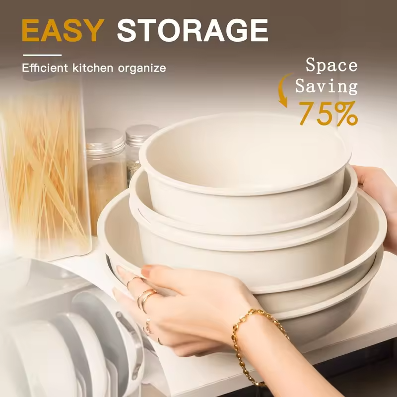 21 Pcs Pots and Pans Set Non Stick, Ceramic Cookware Set Detachable Handle, RV Kitchen Cooking Set Removable Handles, Oven Safe