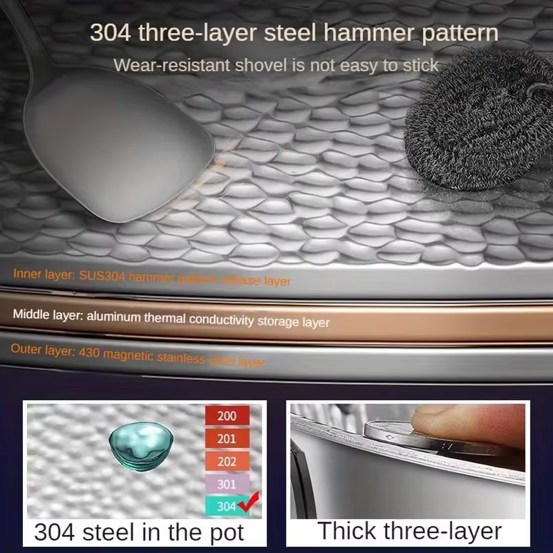 30cm Pure Titanium Round Bottom Wok Uncoated Non-stick Pan Can Be Used in Concave Induction Cooker, Household Stir-frying