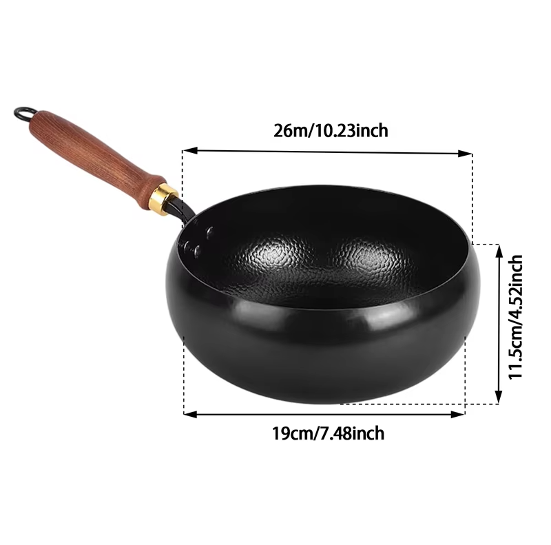 Household Frying Pan Multi-Purpose Stir Fry Pot Hand-Forged Hammered Wok Kitchen Cookware Deep Round Bottom Wok for Gas Stove and Induction Cooker