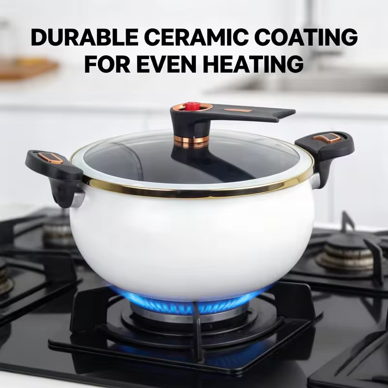 Enamel enamel soup pot household stew soup pot non-stick ear pot gas stove induction cooker universal large capacity.