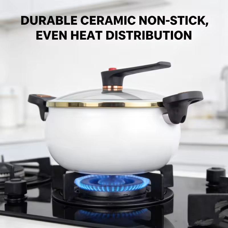 Enamel enamel soup pot household stew soup pot non-stick ear pot gas stove induction cooker universal large capacity.