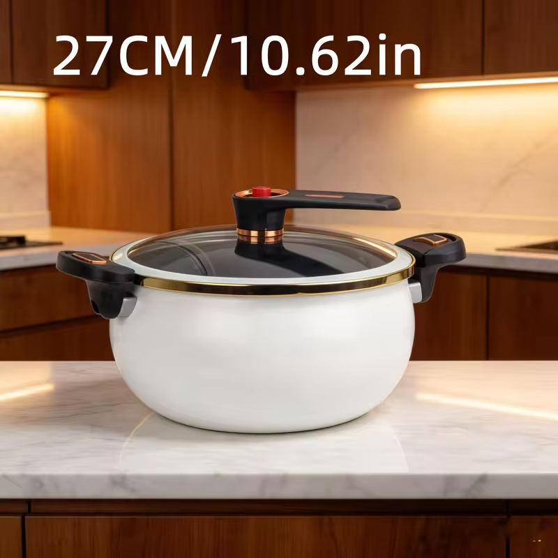 Enamel enamel soup pot household stew soup pot non-stick ear pot gas stove induction cooker universal large capacity.