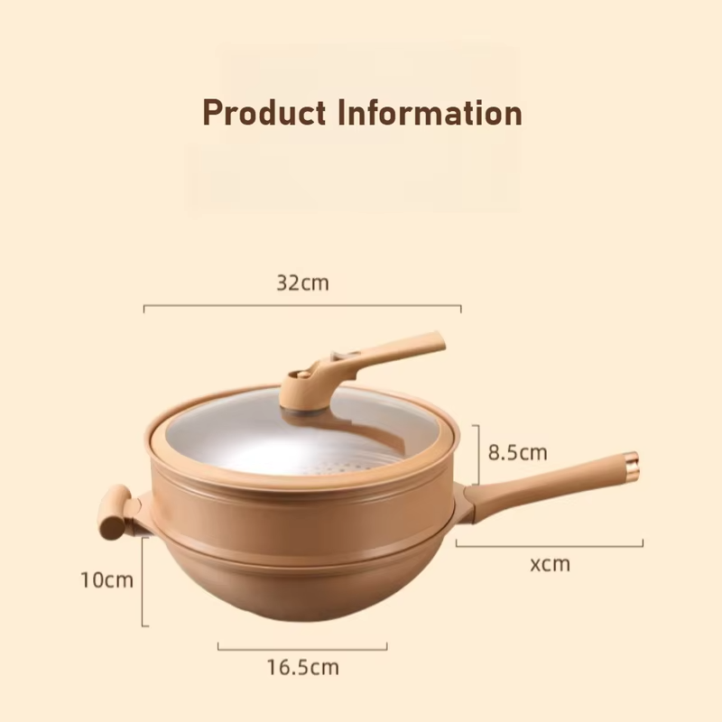 1Pcs Nonstick Clay Wok Frying Pan Pressure Frying Pan Health Preserving Frying Pan Die Cast Pan Multifunctional Kitchen Wok