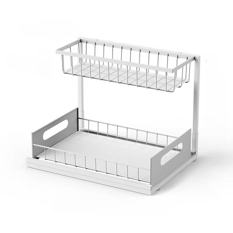 Under Sink Organizers, Metal Pull Out Under Sink Organizers,Storage Shelves with Sliding Drawer,Under Sink Storage for Kitchen