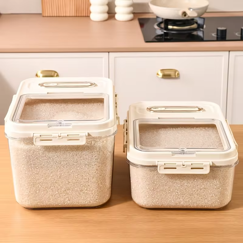 Insect Proof Moisture Proof Rice Box Transparent Storing Dry Grain Sealed Jar 5/10KG Storage Kitchen Container Food Storage Box