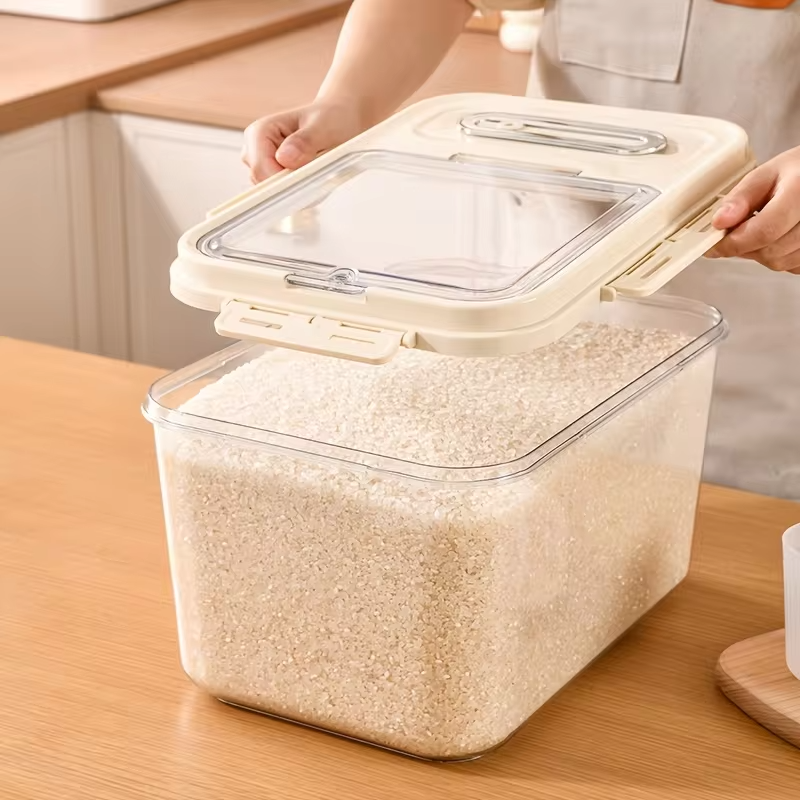 Insect Proof Moisture Proof Rice Box Transparent Storing Dry Grain Sealed Jar 5/10KG Storage Kitchen Container Food Storage Box