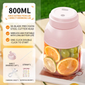 800ML juicer, portable electric citrus juicer and smoothie mixer, with straw and 2 mini fruit mixers for anytime, anywhere use
