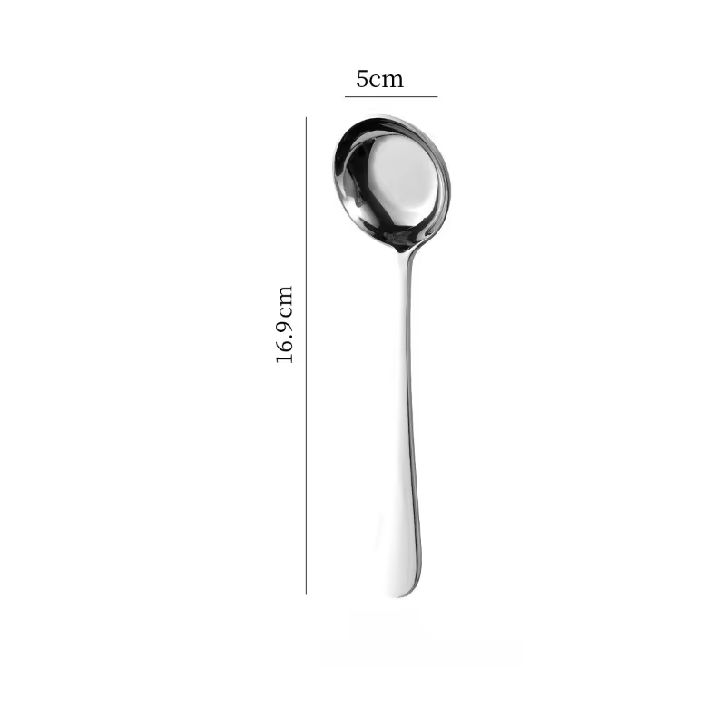 1PC Round Head Big Soup Spoon Cartoon Stainless Steel Food Grade Spoon Kids Household Flat Bottom Deep Spoon Tableware